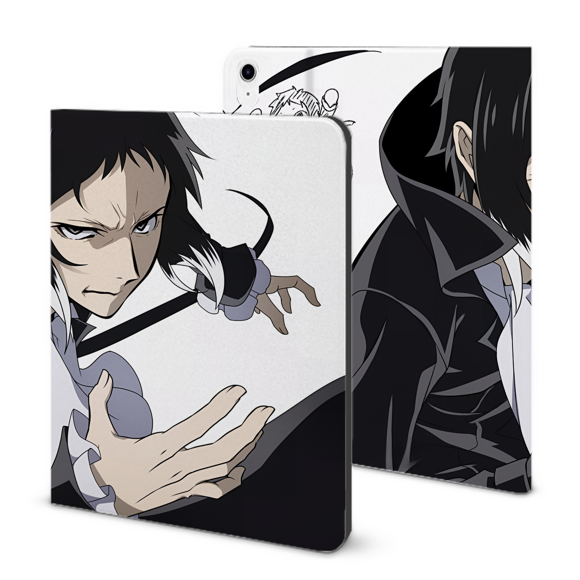 （画像用） 文豪ストレイドッグス Bungo Stray Dogs IPad ケース ブック型 PUレザー TPU 耐衝撃 軽量 薄型 ペン収納なし 全面保護 IPad 各モデル対応